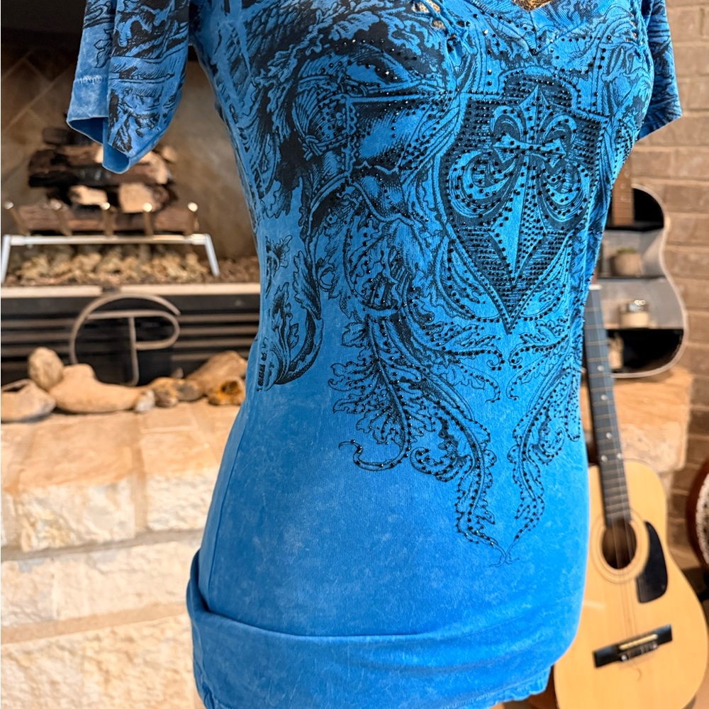 Affliction Blue Logo Tee - Picture 8 of 12